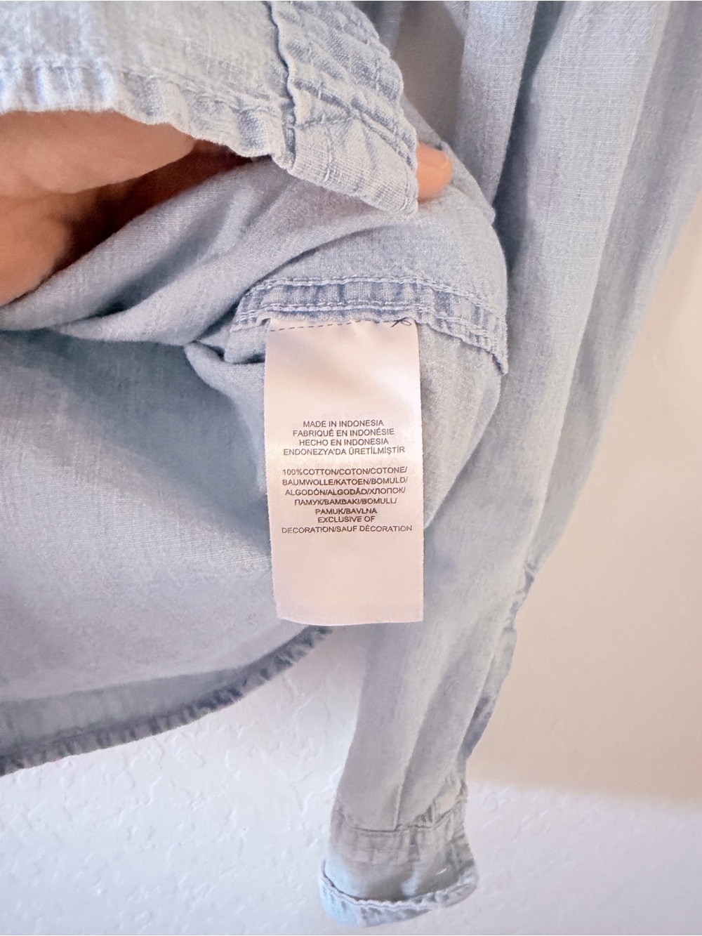 Lauren Ralph Lauren Light Wash Denim Button-Up Shirt Embroidered Chambray XS - Picture 6 of 7